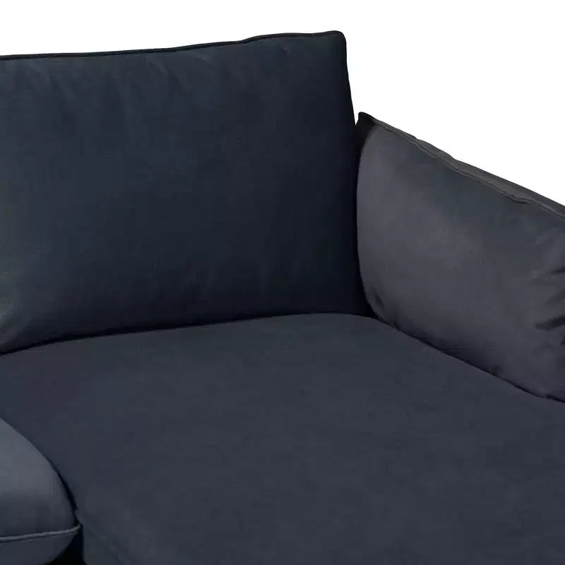 Divano sezionale moderno Baxton Studio Linanas in tessuto grigio scuro con penisola a destra