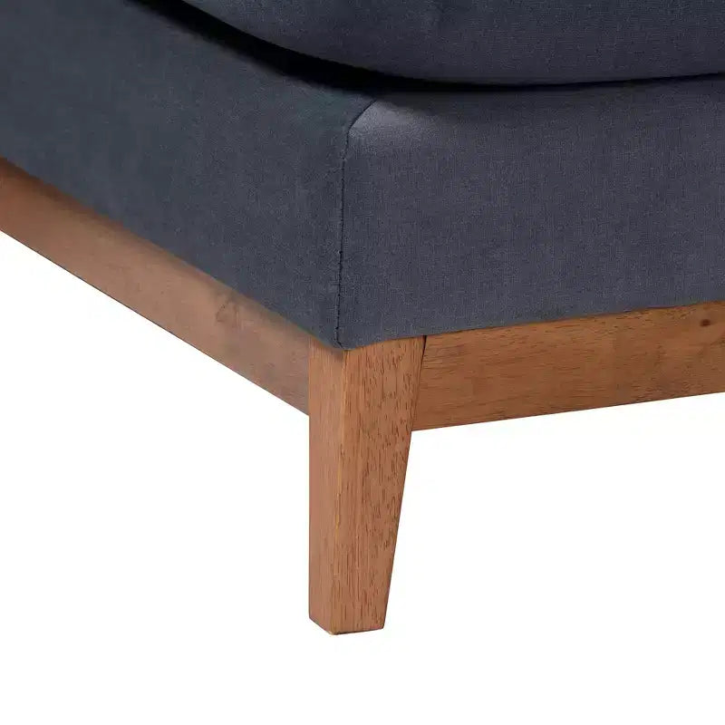 Divano sezionale moderno Baxton Studio Linanas in tessuto grigio scuro con penisola a destra