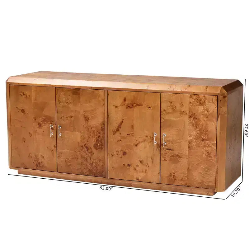bali & pari Valora Madia Buffet a 4 Ante in Legno di Olmo Burl Moderno e Contemporaneo