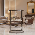 Ledermore Round Side Table with Faux Stone - Black - SEI