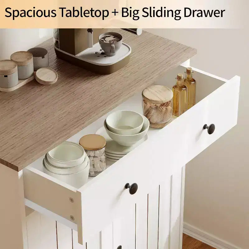 29.5 Credenza Moderna con Mobile Buffet, Tavolino Buffet Moderno da Bar per Caffè, Ripiani Regolabili, Dispensa in Legno da Cucina, per Soggiorno, Ingresso