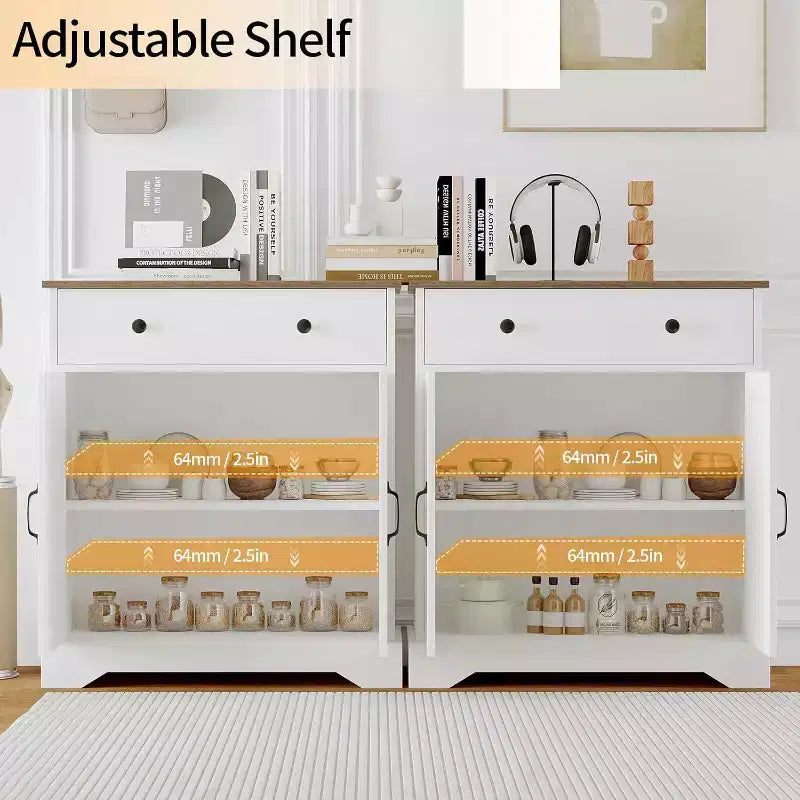 29.5 Credenza Moderna con Mobile Buffet, Tavolino Buffet Moderno da Bar per Caffè, Ripiani Regolabili, Dispensa in Legno da Cucina, per Soggiorno, Ingresso