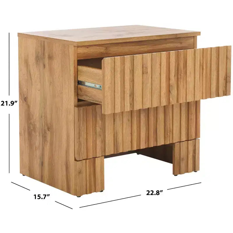 Comodino a 2 cassetti Conall - NST3103 - Rovere -