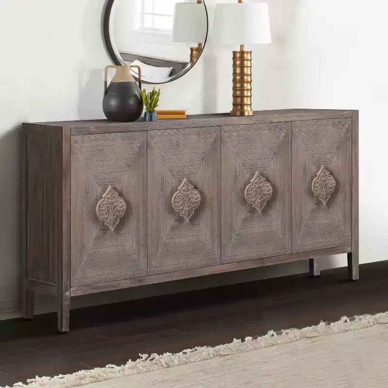 GDFStudio Betsy Meuble de rangement en bois antique de 150 cm avec étagères réglables