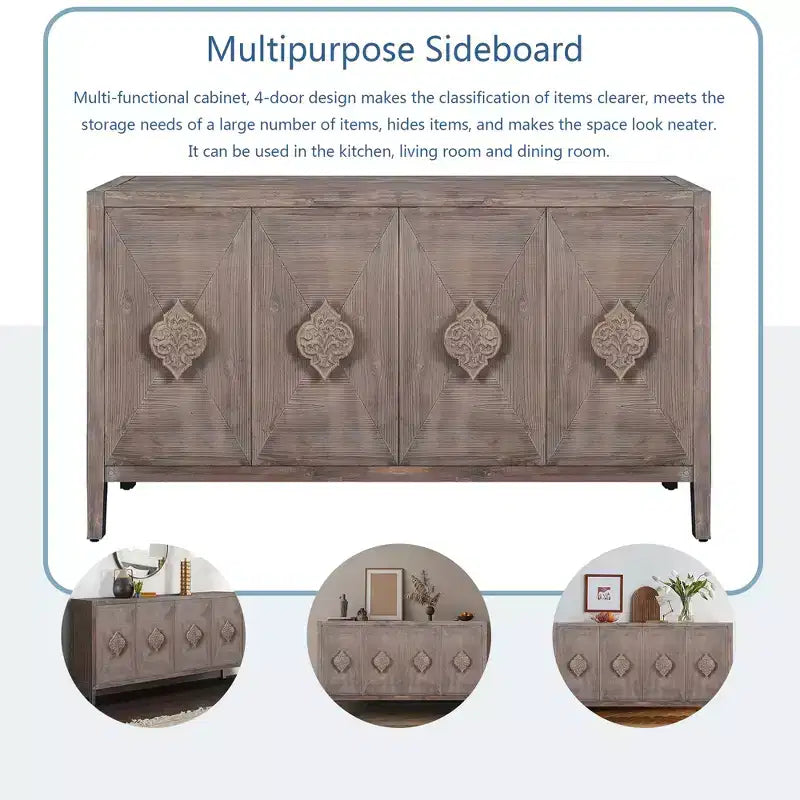GDFStudio Betsy Meuble de rangement en bois antique de 150 cm avec étagères réglables