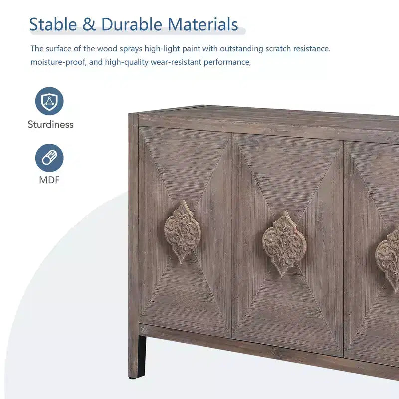 GDFStudio Betsy Meuble de rangement en bois antique de 150 cm avec étagères réglables