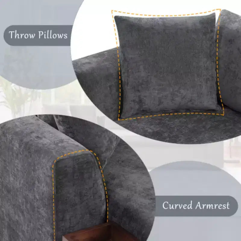 Divano Sezionale Moderno a L Merax in Tessuto Chenille con Vano Contenitore in Legno e Cuscini Decorativi