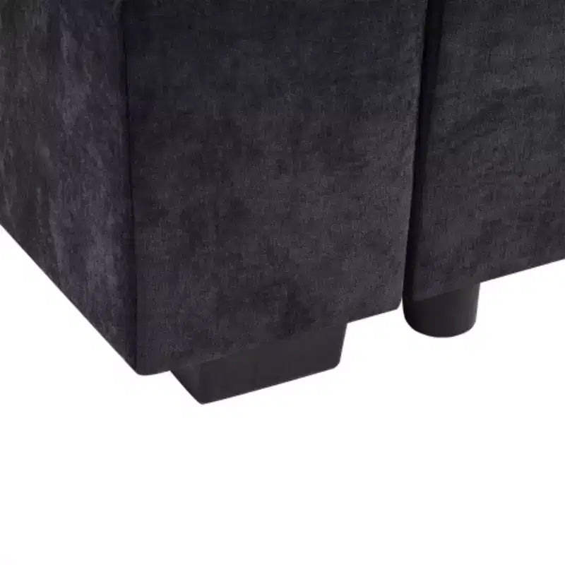 Divano Sezionale Moderno a L Merax in Tessuto Chenille con Vano Contenitore in Legno e Cuscini Decorativi