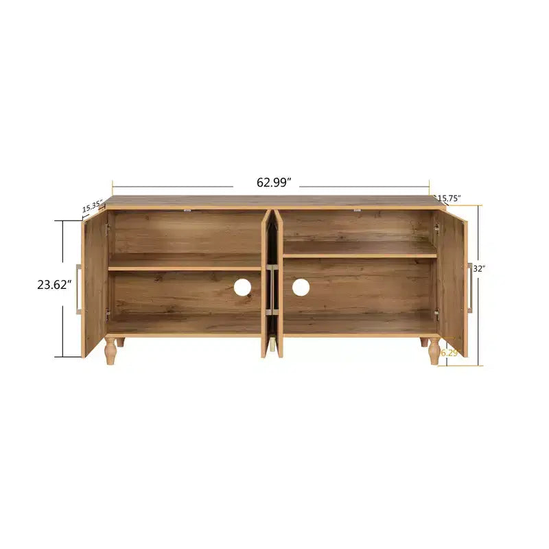 Mobile con ante scolpite a fiori e ripiani regolabili GDFStudio Mid Century Modern 62,99''