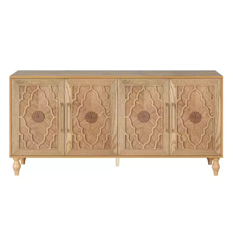 Mobile con ante scolpite a fiori e ripiani regolabili GDFStudio Mid Century Modern 62,99''