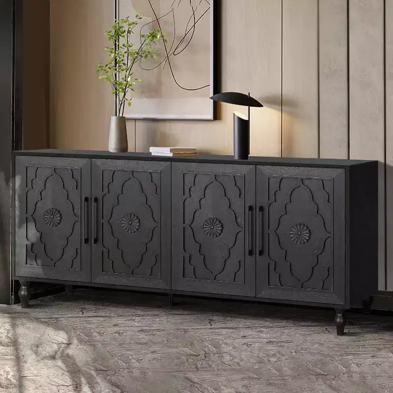 Mobile con ante scolpite a fiori e ripiani regolabili GDFStudio Mid Century Modern 62,99''