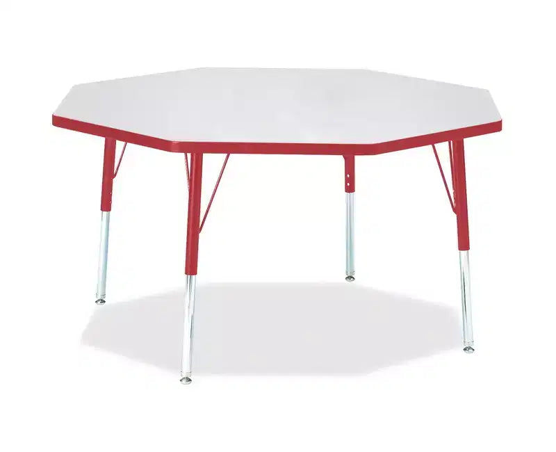 Tavolo Ottagonale Jonti-Craft Berries con Bordi Colorati e Altezza Elementare, 122 x 122 cm, Rosso