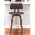 Sedia da bar girevole bassa 26 Brown and Wood in similpelle marrone ad altezza bancone
