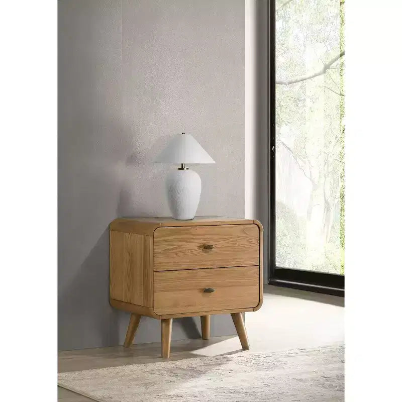 Comodino Robyn con 2 cassetti, color frassino chiaro