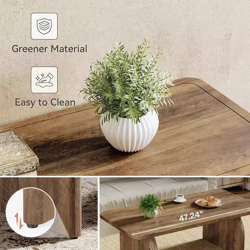 Tavolino Moderno a 2 Livelli, con Piano in Finto Marmo Bianco e Gambe in Metallo Dorato per Soggiorno