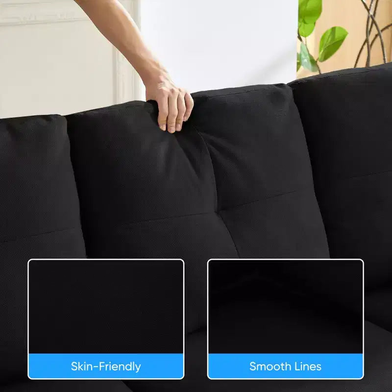Mjkone Divano componibile modulare trasformabile, divano imbottito in tessuto comodo a 4 posti con pouf mobili