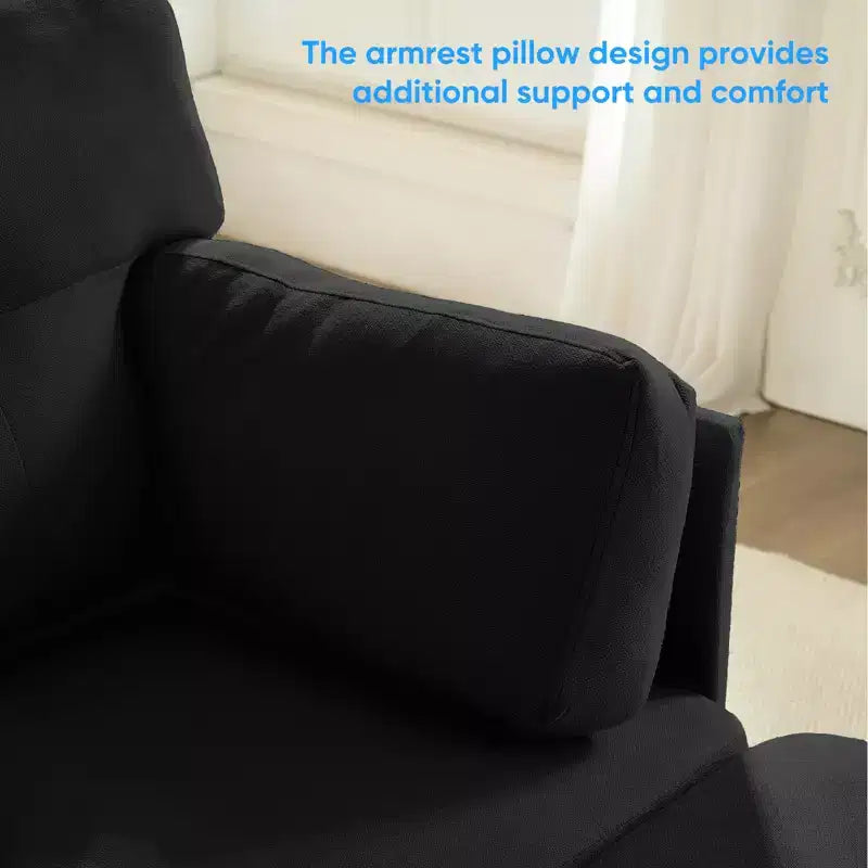 Mjkone Divano componibile modulare trasformabile, divano imbottito in tessuto comodo a 4 posti con pouf mobili