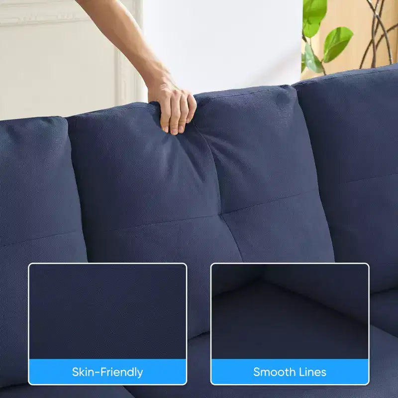 Mjkone Divano componibile modulare trasformabile, divano imbottito in tessuto comodo a 4 posti con pouf mobili