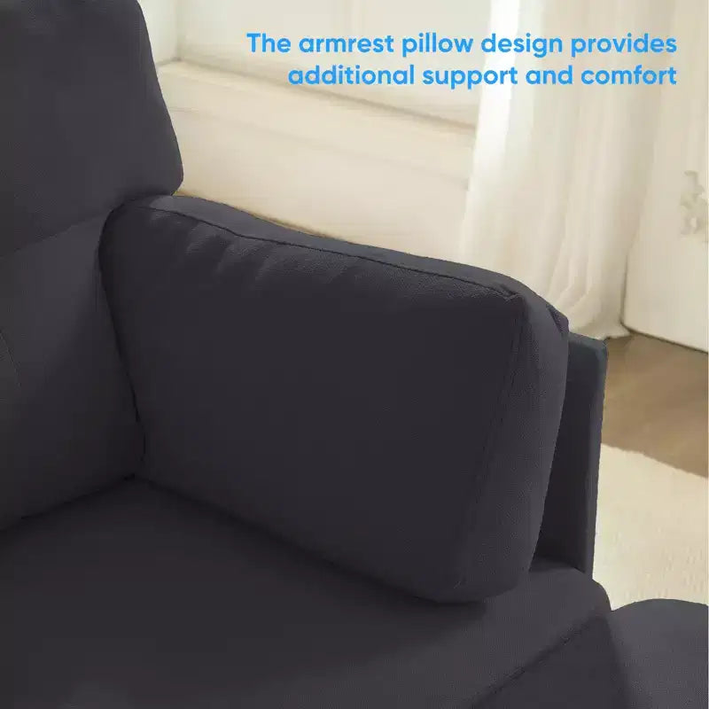 Mjkone Divano componibile modulare trasformabile, divano imbottito in tessuto comodo a 4 posti con pouf mobili