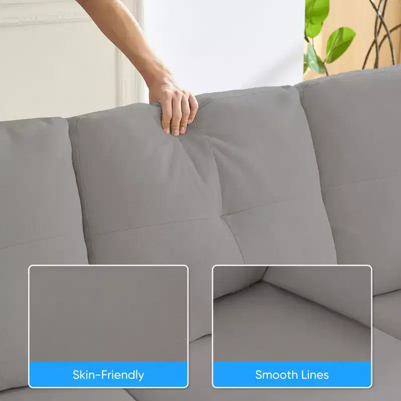Mjkone Divano componibile modulare trasformabile, divano imbottito in tessuto comodo a 4 posti con pouf mobili