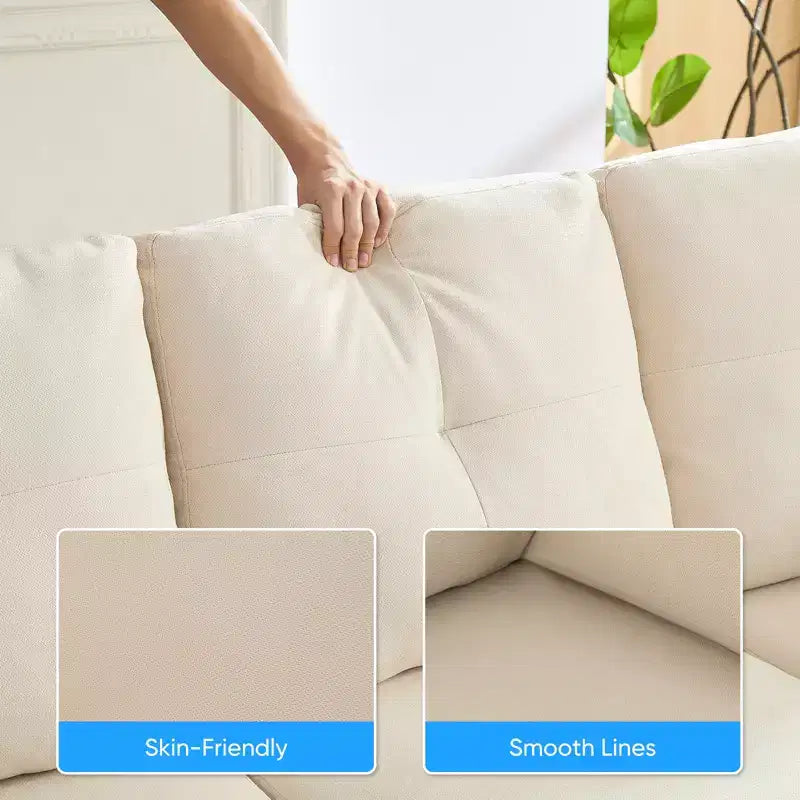 Mjkone Divano componibile modulare trasformabile, divano imbottito in tessuto comodo a 4 posti con pouf mobili