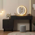 Toeletta con Specchio, Trucco Vanità con 5 Cassetti, 3 Colori Luci Luminosità Regolabile