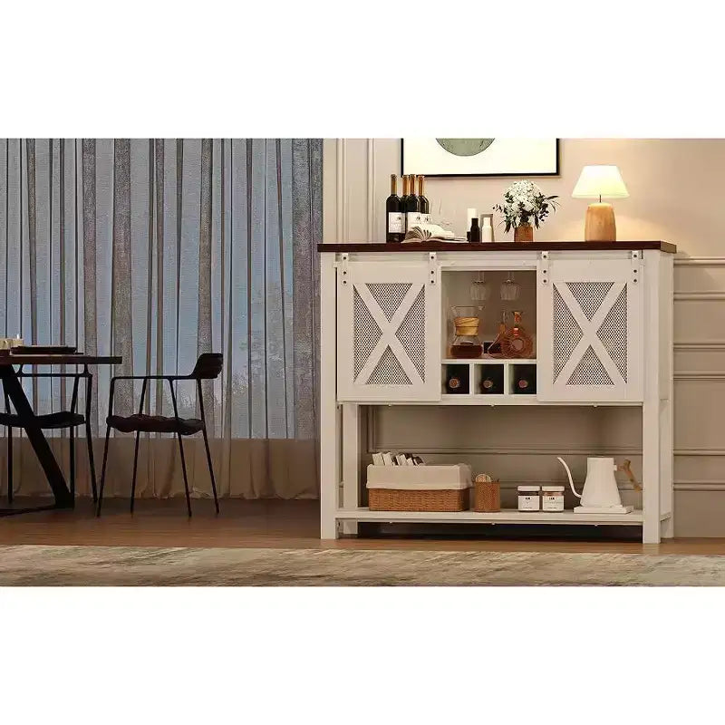 Mobile Bar con Anta Scorrevole, Mobile Caffè con Portabottiglie e Portabicchieri, Credenza da Cucina con Ripiani, Mobile per Liquori