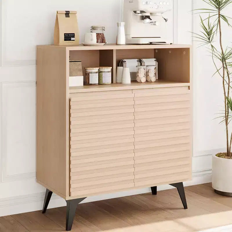 Fluted Storage Cabinet, Sideboard Buffet Cabinet with Storage,