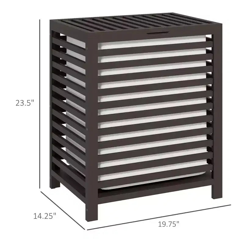 Cesto portabiancheria in bambù HOMCOM con coperchio, cesto portabiancheria con sacco interno rimovibile, 50,1 x 36,2 x 59,7 cm, caffè