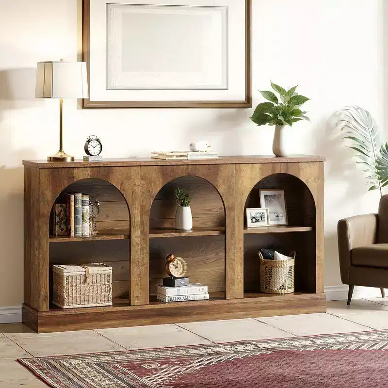 Tavolo da ingresso multi-funzione in stile rustico, versatile come tavolo da divano, tavolo da corridoio e mobile TV