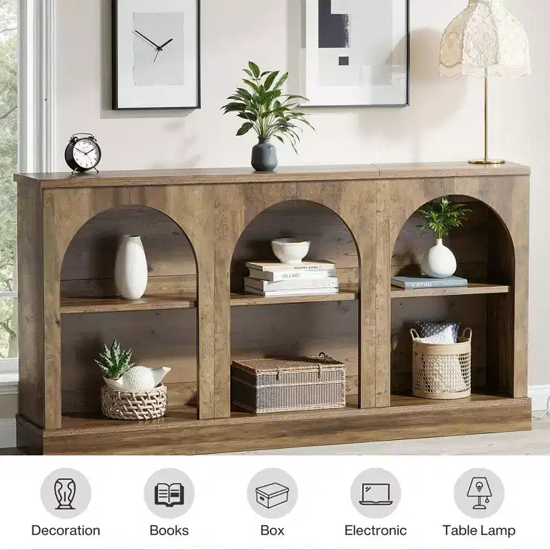 Tavolo da ingresso multi-funzione in stile rustico, versatile come tavolo da divano, tavolo da corridoio e mobile TV