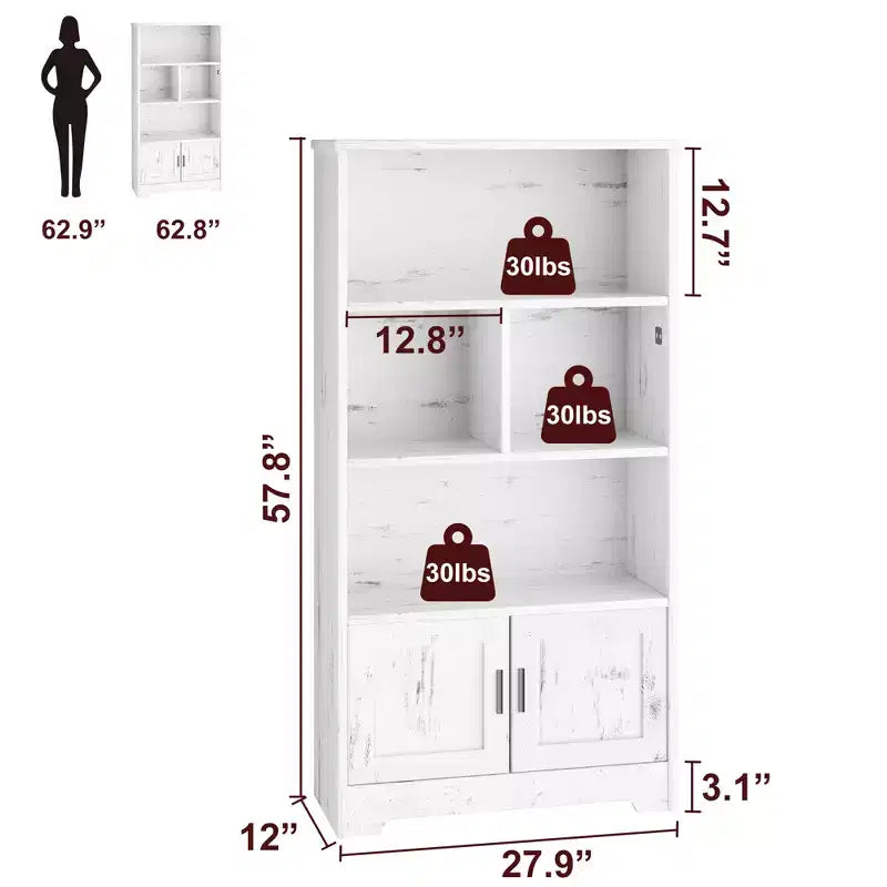 Scaffale portaoggetti moderno in legno, libreria da fattoria, libreria bianca con anta, mobiletto portaoggetti per camera da letto, soggiorno, casa, ufficio