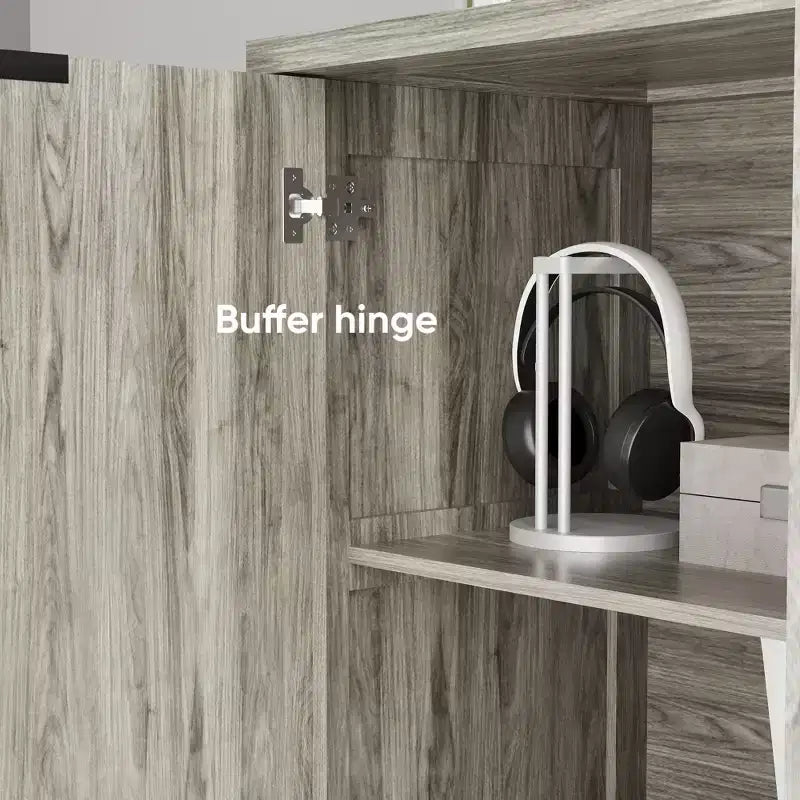 GDFStudio Hwei Mobile Contenitore Moderno da 140 cm con 4 Ante a Rilievo Diamantato e Ripiani Regolabili