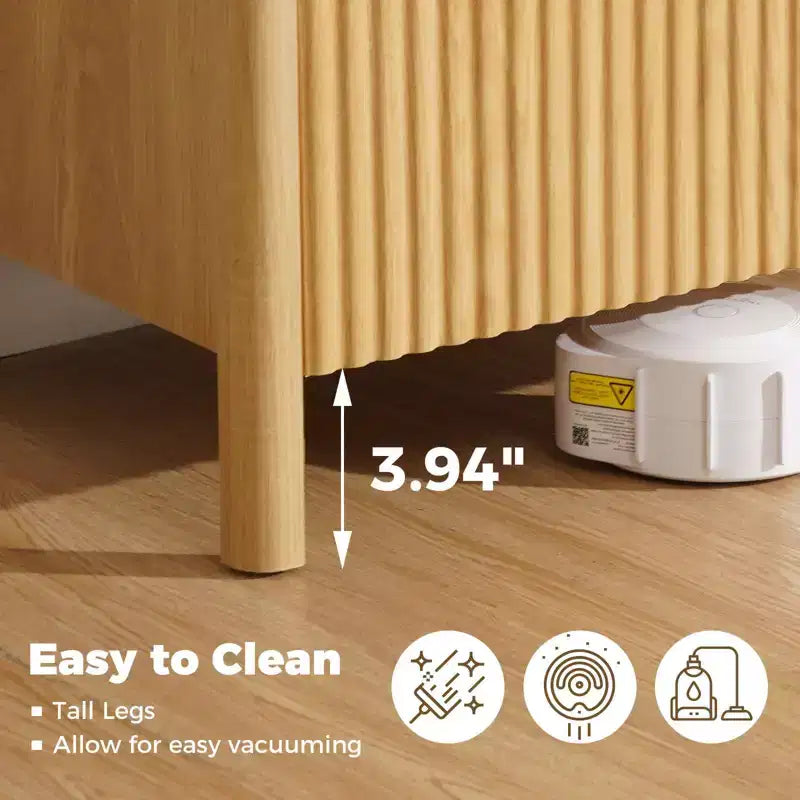 Hommpa 31 Mobiletto a 2 ante con buffet a scanalature, mobile contenitore multiuso per sala da pranzo