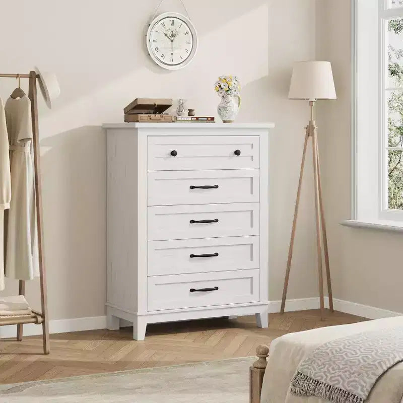 Comò verticale autoportante da 41,3" con cassetti e contenitore, cassettiera in legno per soggiorno, camera da letto, ingresso, camera da letto