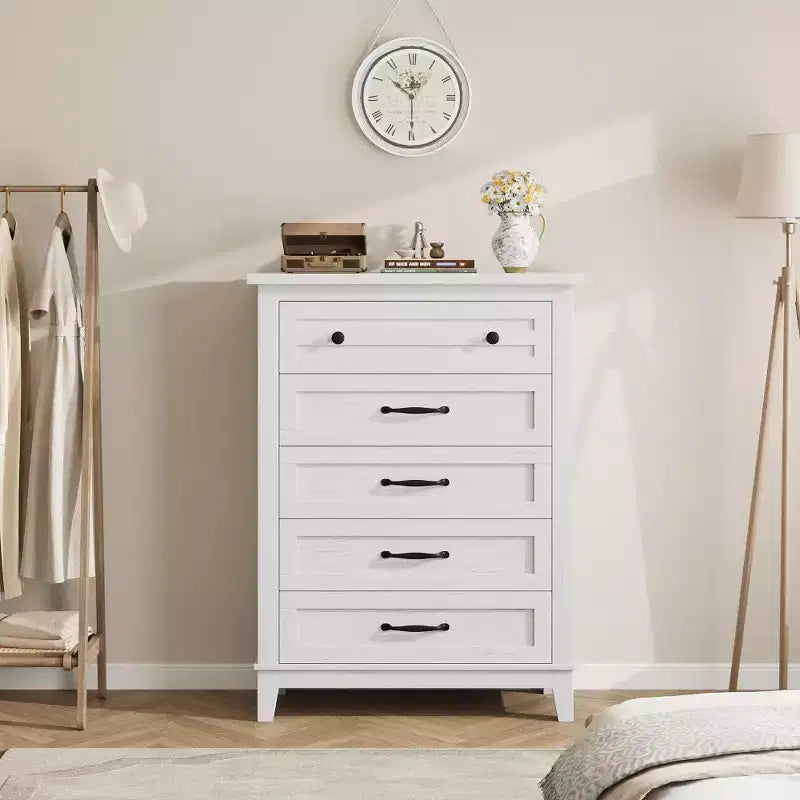 Comò verticale autoportante da 41,3" con cassetti e contenitore, cassettiera in legno per soggiorno, camera da letto, ingresso, camera da letto