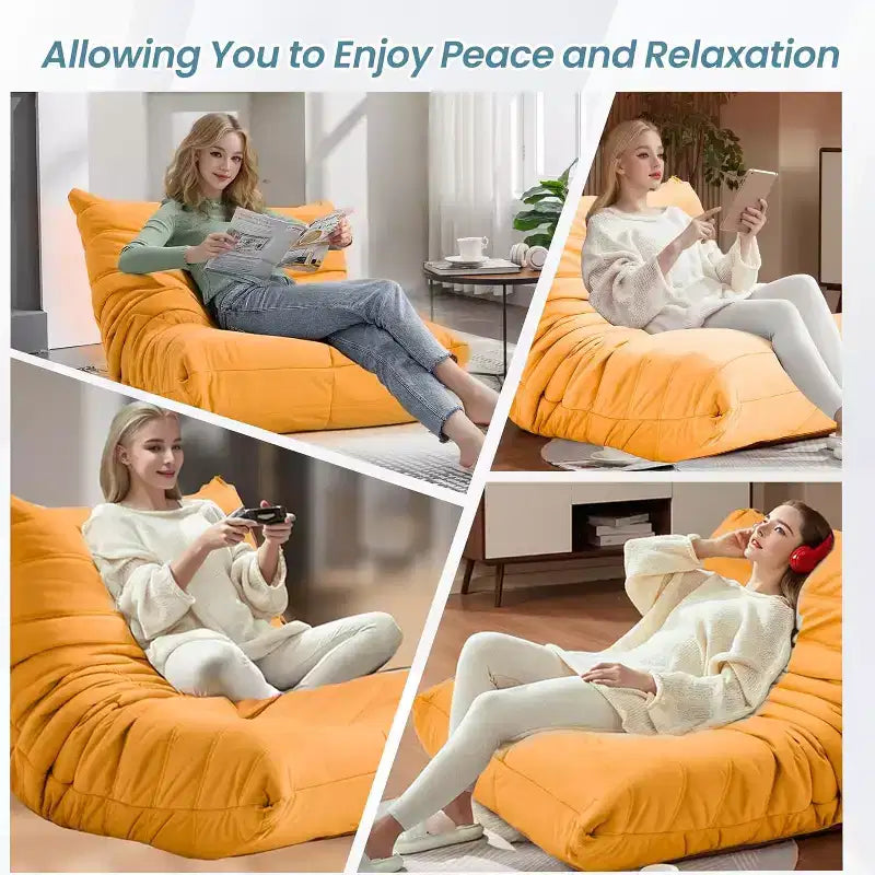Divano Bean Bag EROMMY, 28D Memory Foam, Facile da Pulire e Portatile, Similpelle Premium, Divano da Terra Leggero per Soggiorno, Camera da Letto