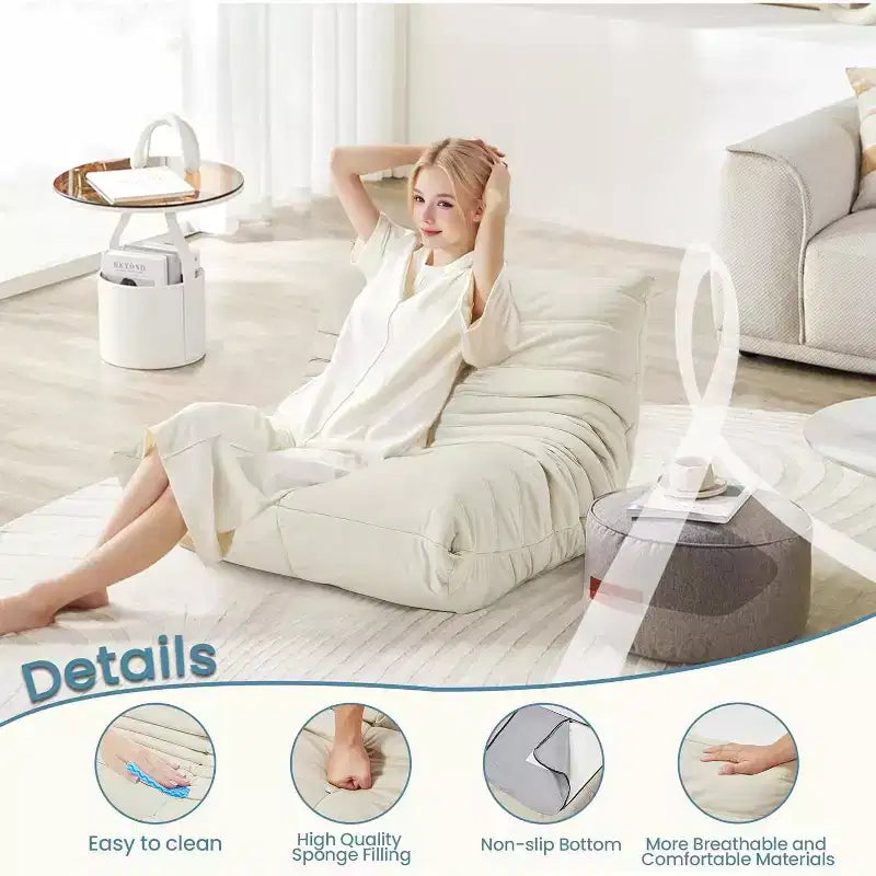Divano Bean Bag EROMMY, 28D Memory Foam, Facile da Pulire e Portatile, Similpelle Premium, Divano da Terra Leggero per Soggiorno, Camera da Letto