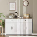56 Large Sideboard Buffet Cabinet with Storage, Wooden Kitchen Storage Cabinet with Adjustable Shelf White
