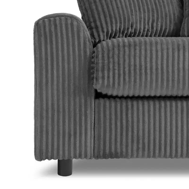 Divano componibile a L a 4 posti Whisen, comoda chaise longue convertibile, console, altoparlanti Bluetooth, porte USB, portabicchieri