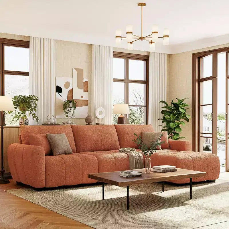 Divano componibile a L Merax con pouf mobile
