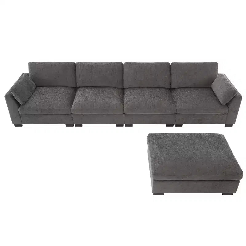 Canapé d'angle modulable 5 places en chenille Merax