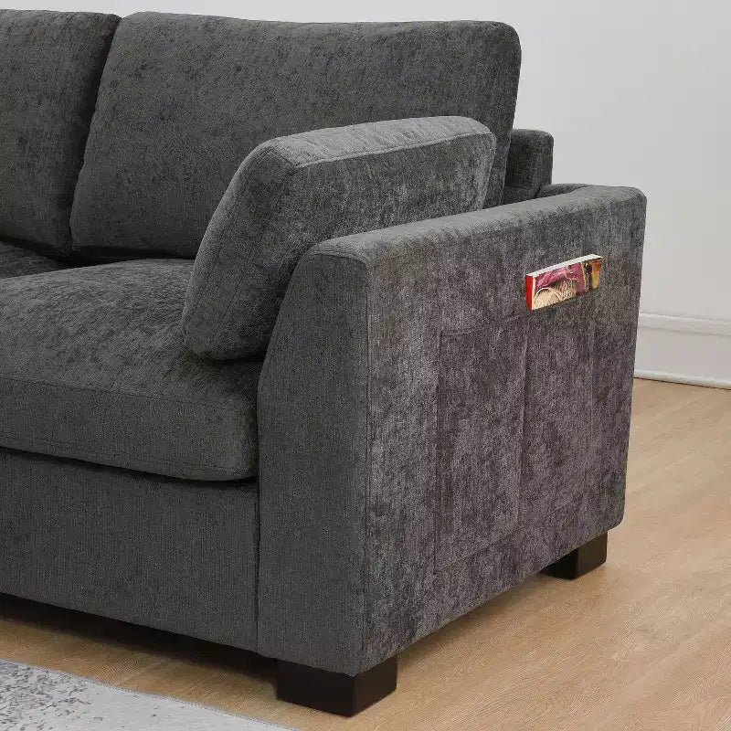 Canapé d'angle modulable 5 places en chenille Merax
