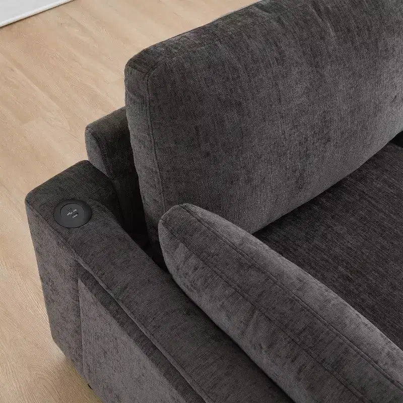 Canapé d'angle modulable 5 places en chenille Merax