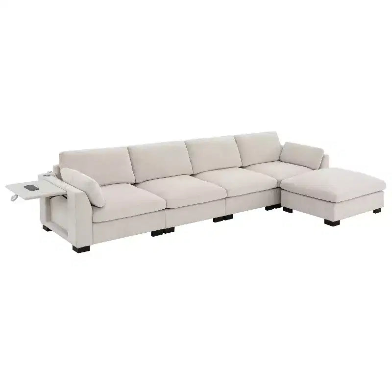 Canapé d'angle modulable 5 places en chenille Merax