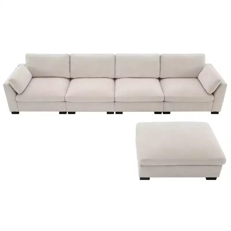 Canapé d'angle modulable 5 places en chenille Merax