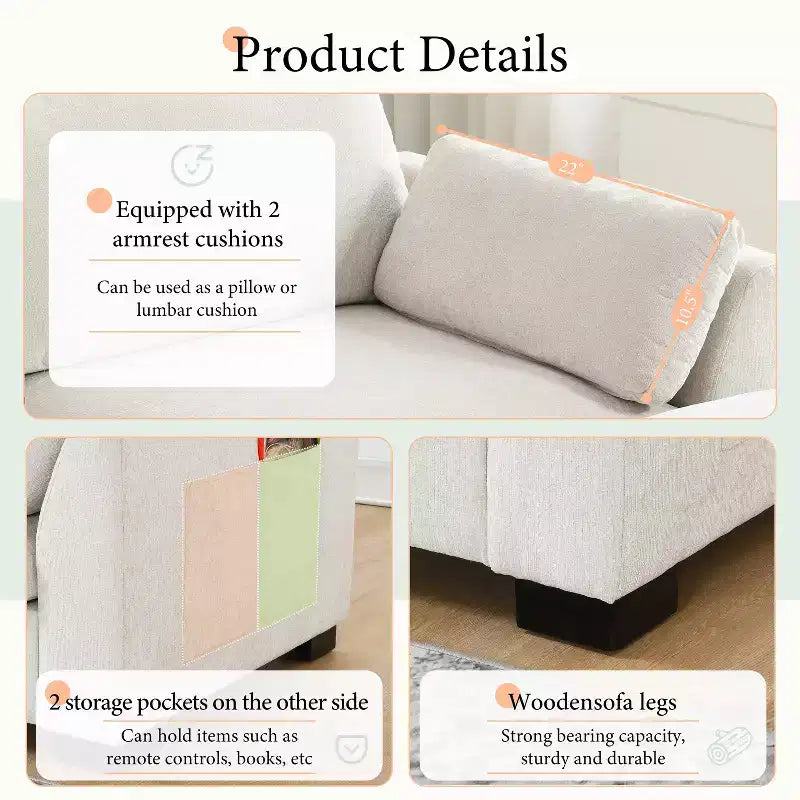 Canapé d'angle modulable 5 places en chenille Merax