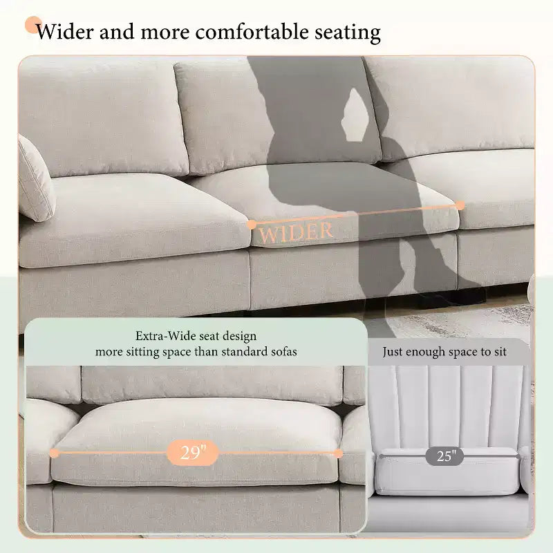 Canapé d'angle modulable 5 places en chenille Merax