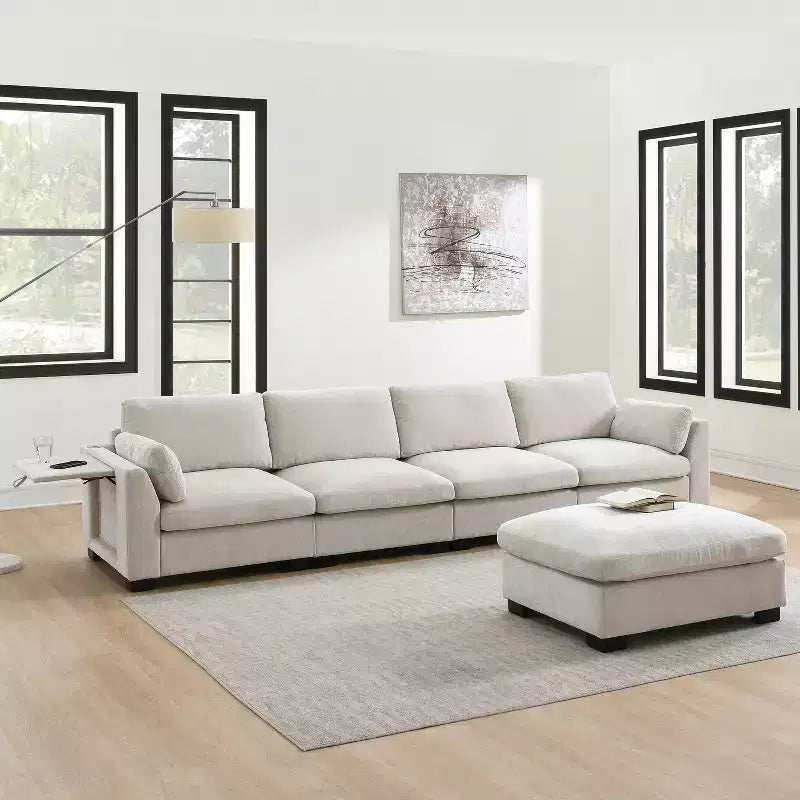 Merax 5-Seat Chenille Upholstery L-Shaped Modular Sectional Sofa