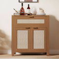 Rattan Sideboard Buffet Cabinet, Coffee Bar Cabinet with Drawer & Adjustable Shelves, TV Stand Console Table, Kitchen Pantry Cabinet